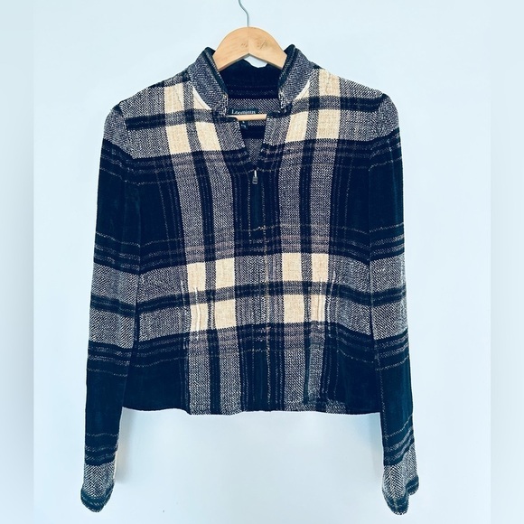 Loominus Handwooven zip up plaid blazer size: small - Picture 1 of 2